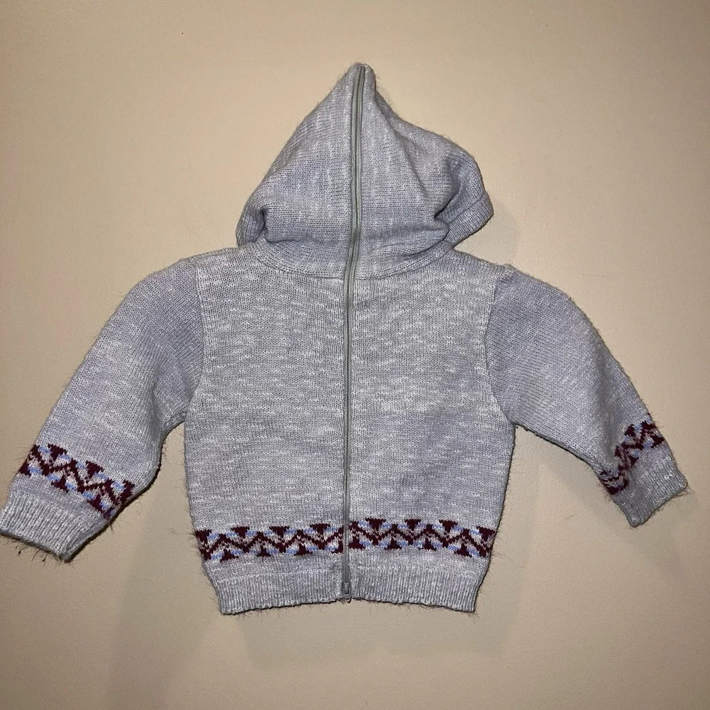 Vintage 80s Health-Tex Duck Sweater Soft Cotton Hooded Sweater Back Zip Applique